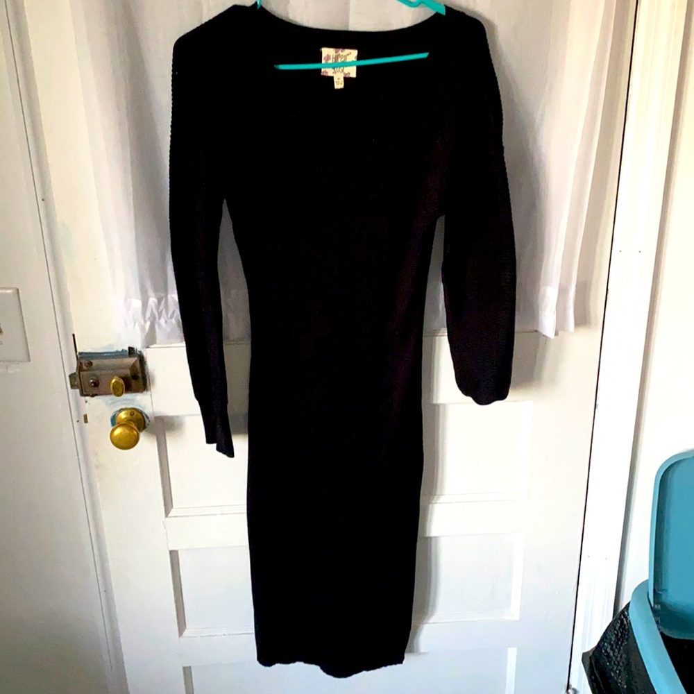 Black dress ribbed hippie rose